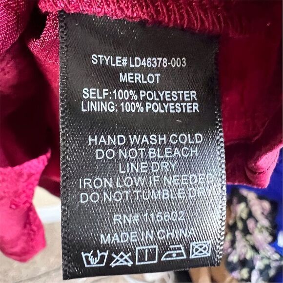 Lush Women's Size Large Red Floral Jacquard Puff‎ Sleeve Dress Formal Wear - Picture 3 of 5